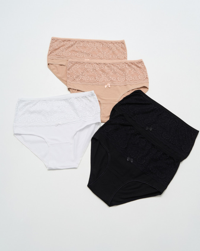 Трусики Plus Size с кружевом спереди - базовый микс