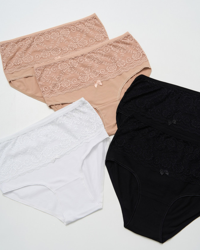 Трусики Plus Size с кружевом спереди - базовый микс