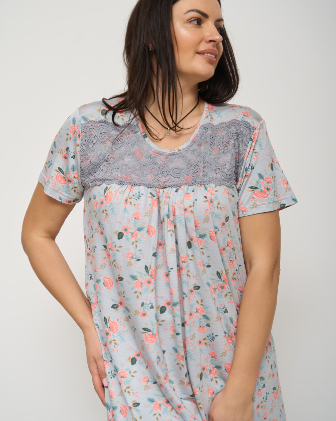 Віскозна сорочка з мереживом Plus Size - польові квіти