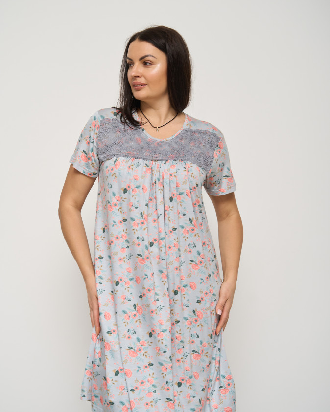 Віскозна сорочка з мереживом Plus Size - польові квіти