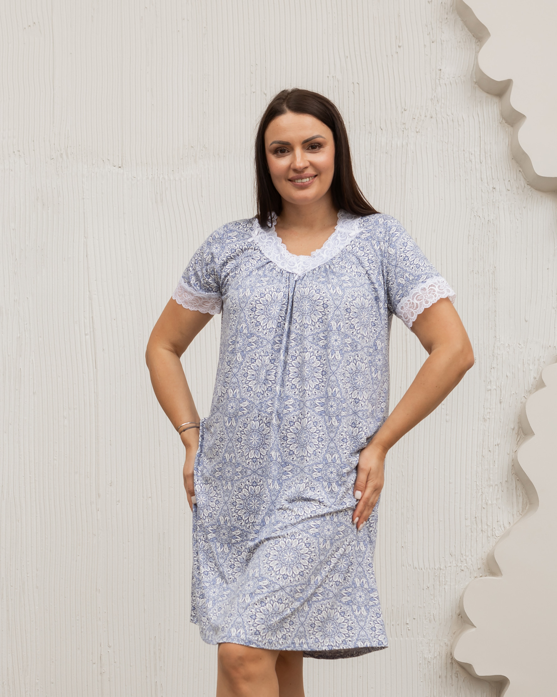 Віскозна жіноча сорочка Plus Size - візерунки