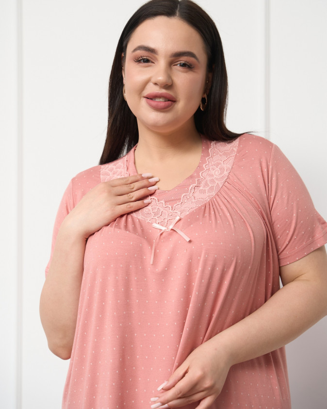 Жіноча сорочка з мереживом Plus Size - Бамбук