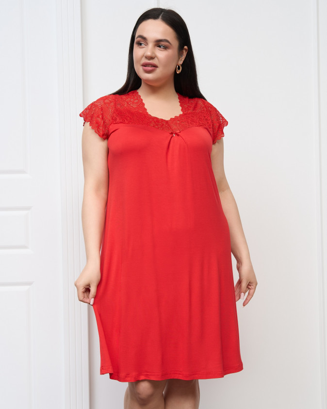 Віскозна сорочка з мереживом по плечам - Plus Size