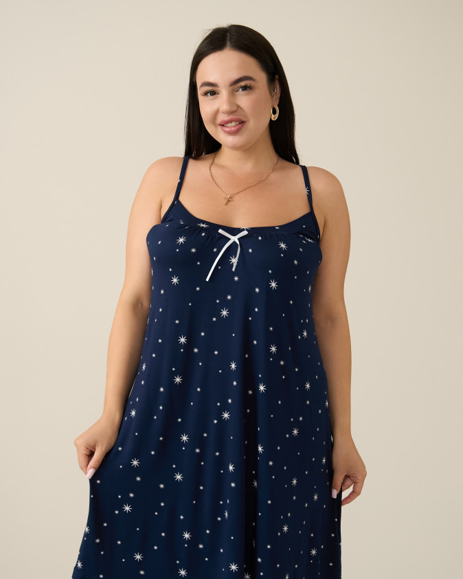 Женская сорочка на тонких бретельках - Plus Size