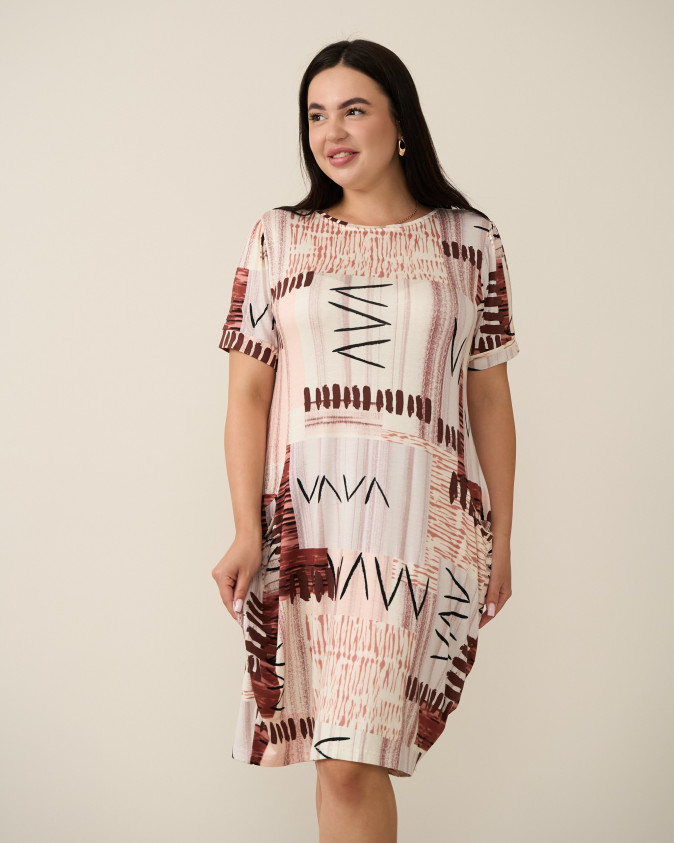 Туніка віскозна з кишенями Plus Size - абстракція