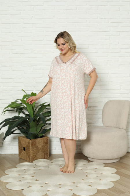 Віскозна сорочка з мереживом Plus Size - Сердечки
