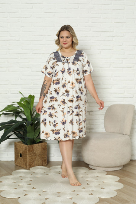 Віскозна жіноча сорочка Plus Size - Квіти