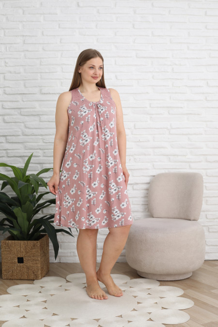 Жіноча сорочка на широких бретельках Plus Size - квіти