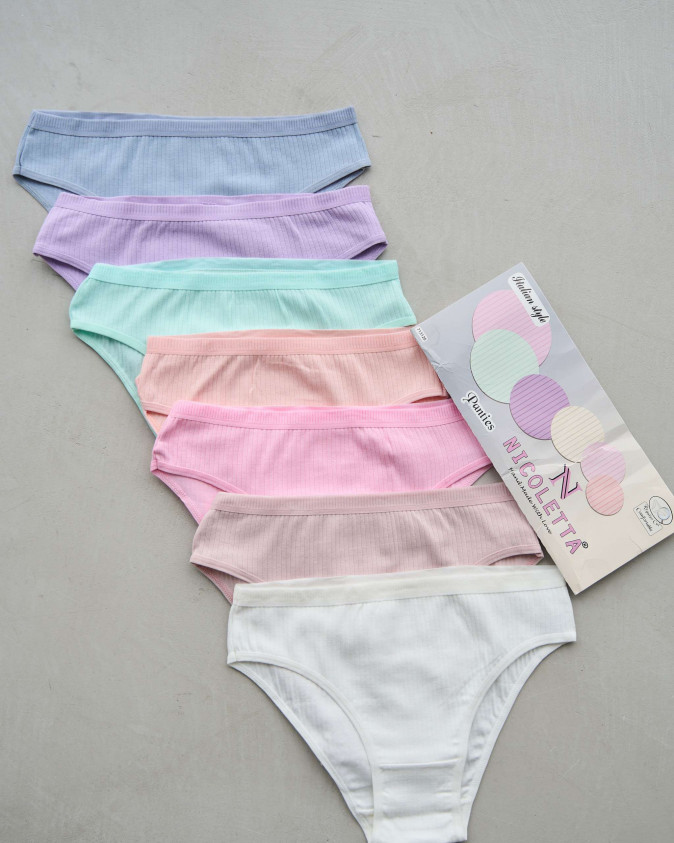 Набір жіночих трусиків тижневок в рубчик - 7 шт. - 713128