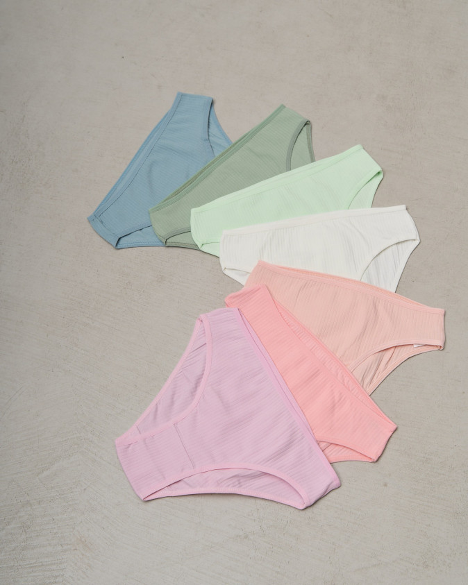 Набір жіночих трусиків тижневок в рубчик - 7 шт. - 713156