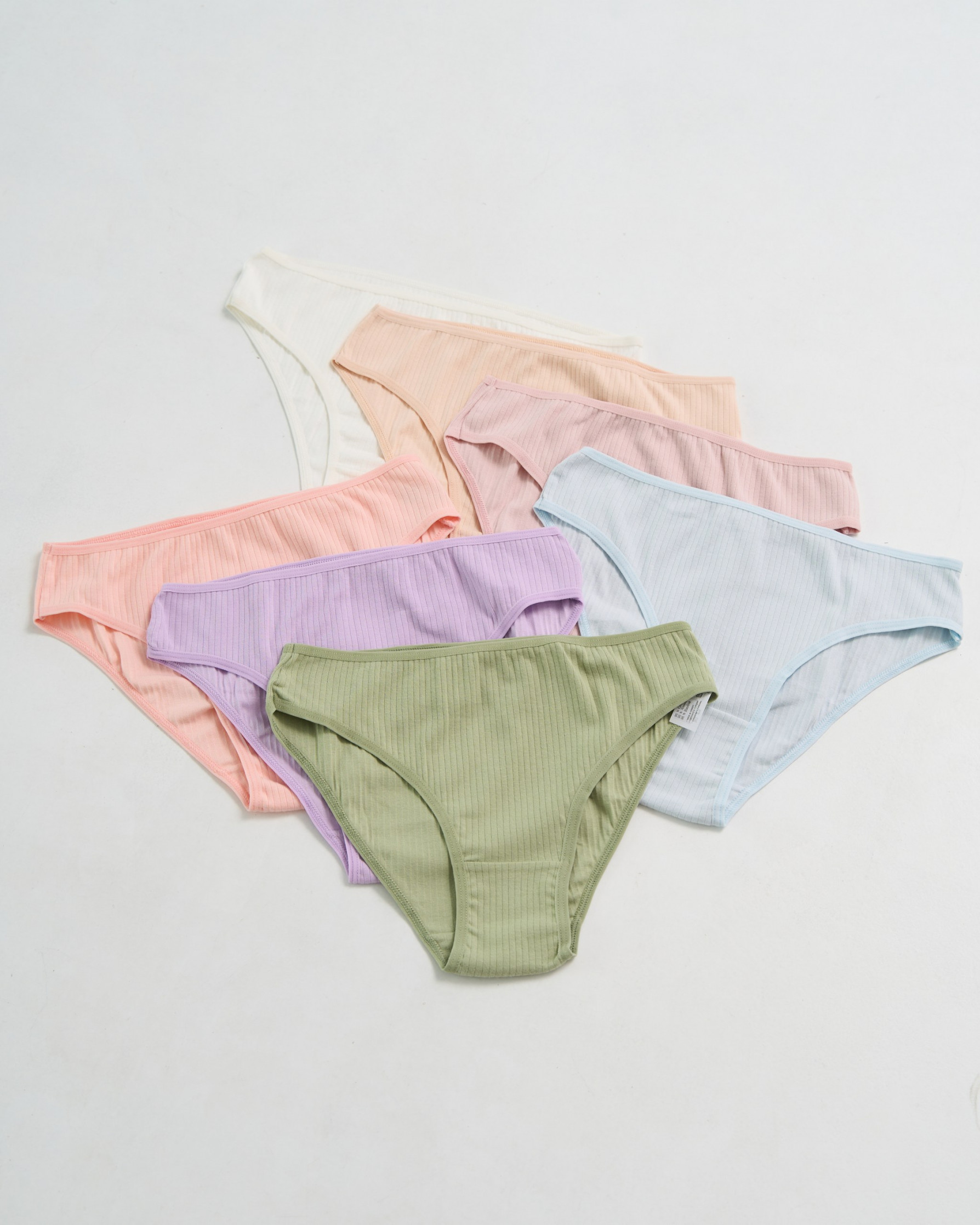 Набір жіночих трусиків тижневок в рубчик - 7 шт. - 713166
