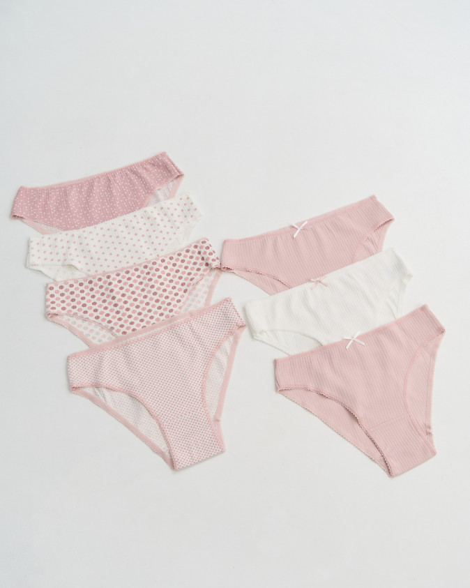 Набір жіночих трусиків тижневок в рубчик - 7 шт. - 713170