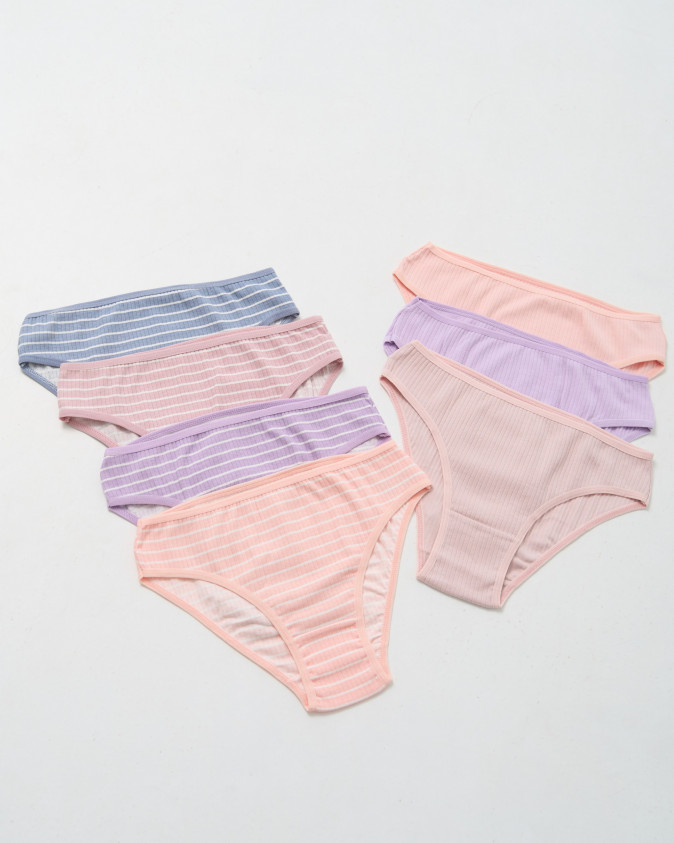 Набір жіночих трусиків тижневок в рубчик - 7 шт. - 713172