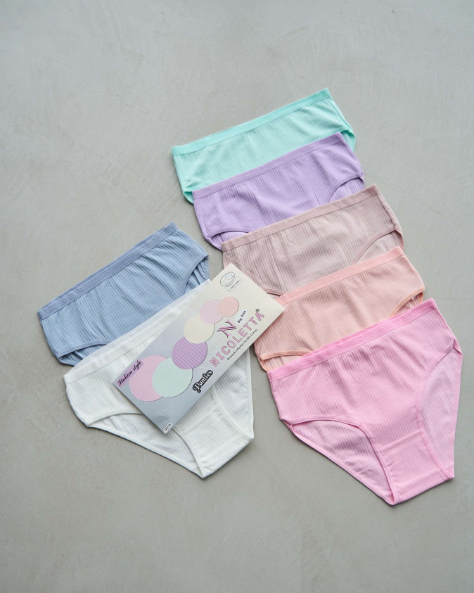 Набір жіночих трусиків тижневок Plus Size в рубчик - 7 шт. - 724128