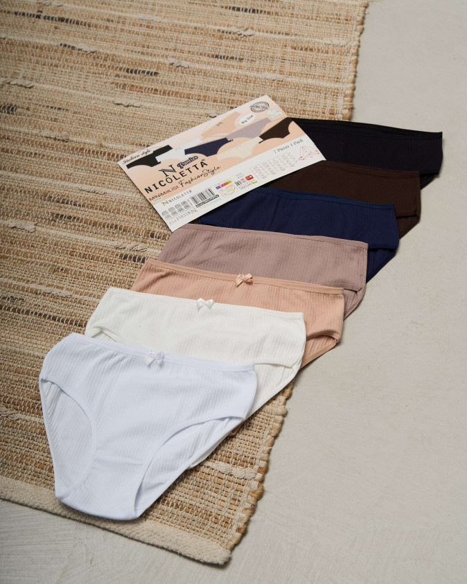 Набір жіночих трусиків тижневок Plus Size в рубчик - 7 шт. - 724139