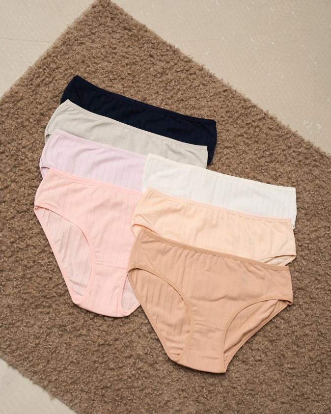 Набір жіночих трусиків тижневок Plus Size в рубчик - 7 шт. - 724180