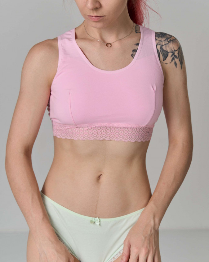 Жіночий топік на широкій бретельки - мереживо - пастельний мікс