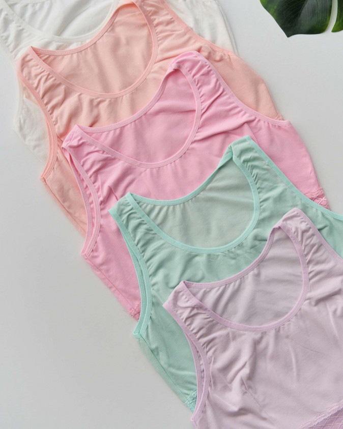 Жіночий топік на широкій бретельки - мереживо - пастельний мікс