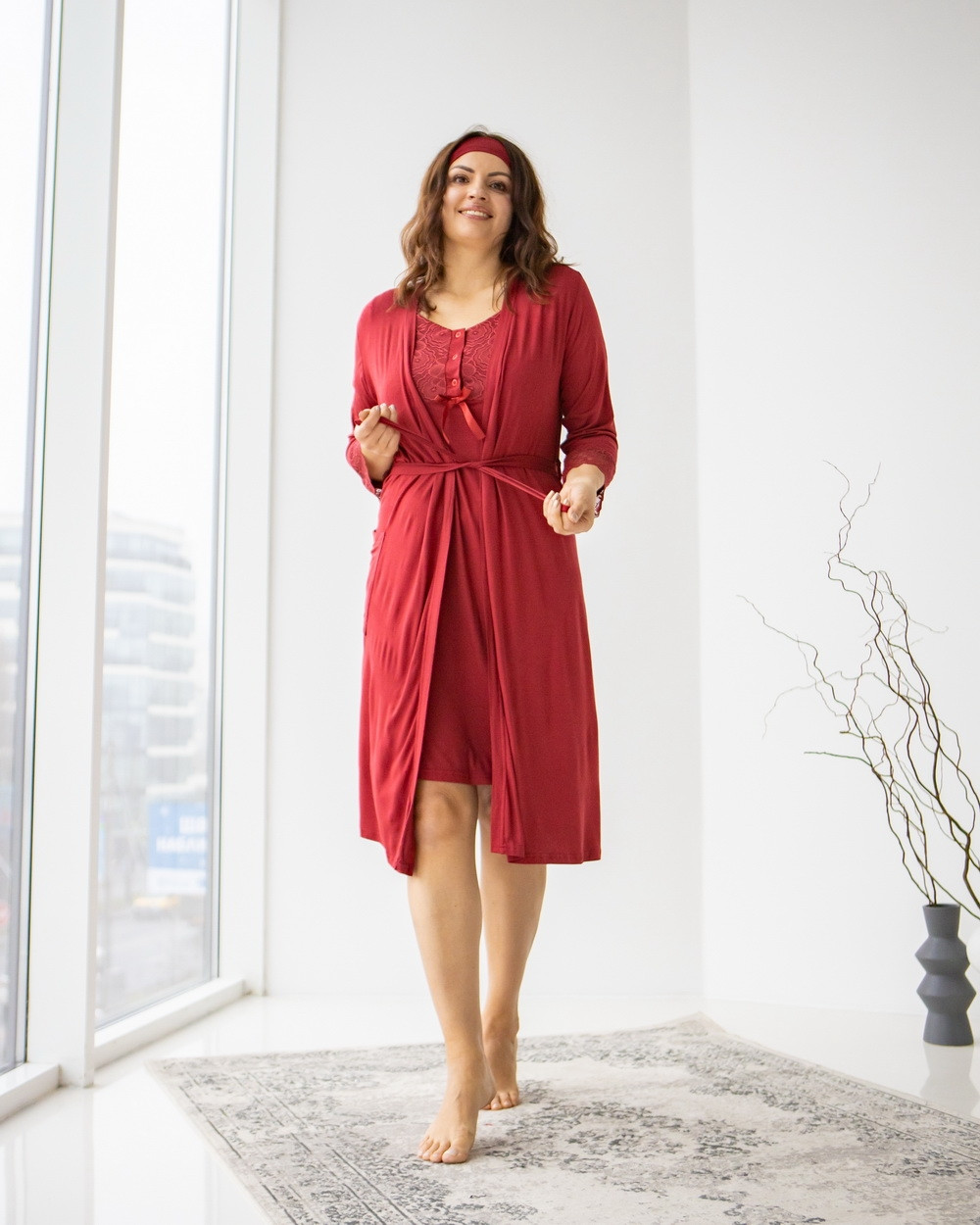 Віскозний комплект для вагітних з халатом - в 3-х кольорах