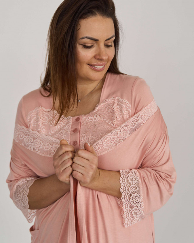 Халат та сорочка для годування - Віскоза з кружевом