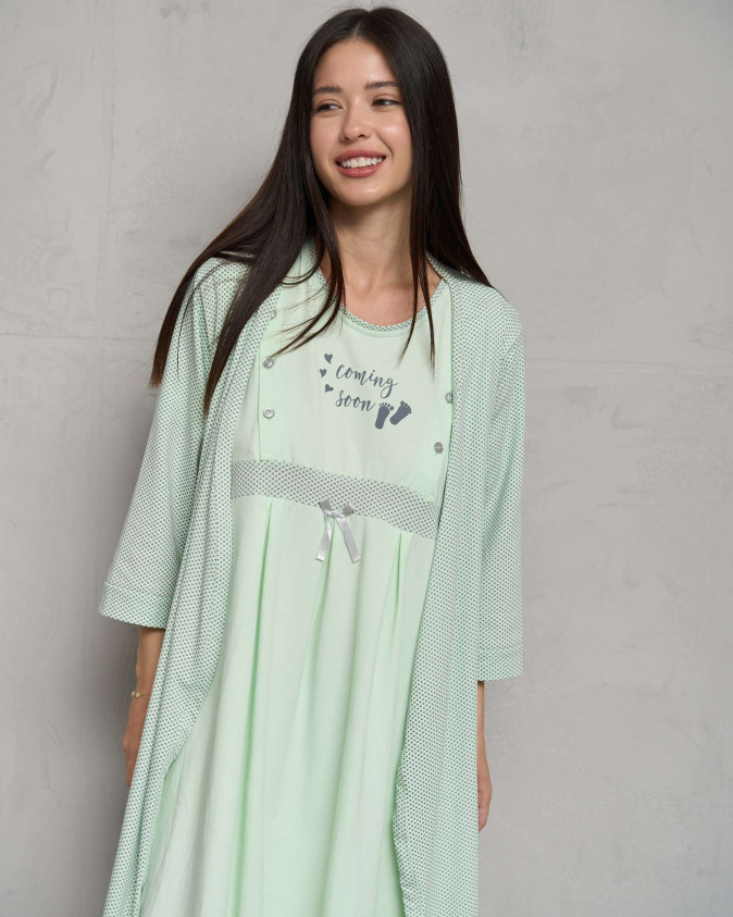 Комплект для вагітних та годуючих матусь - халат в горошок