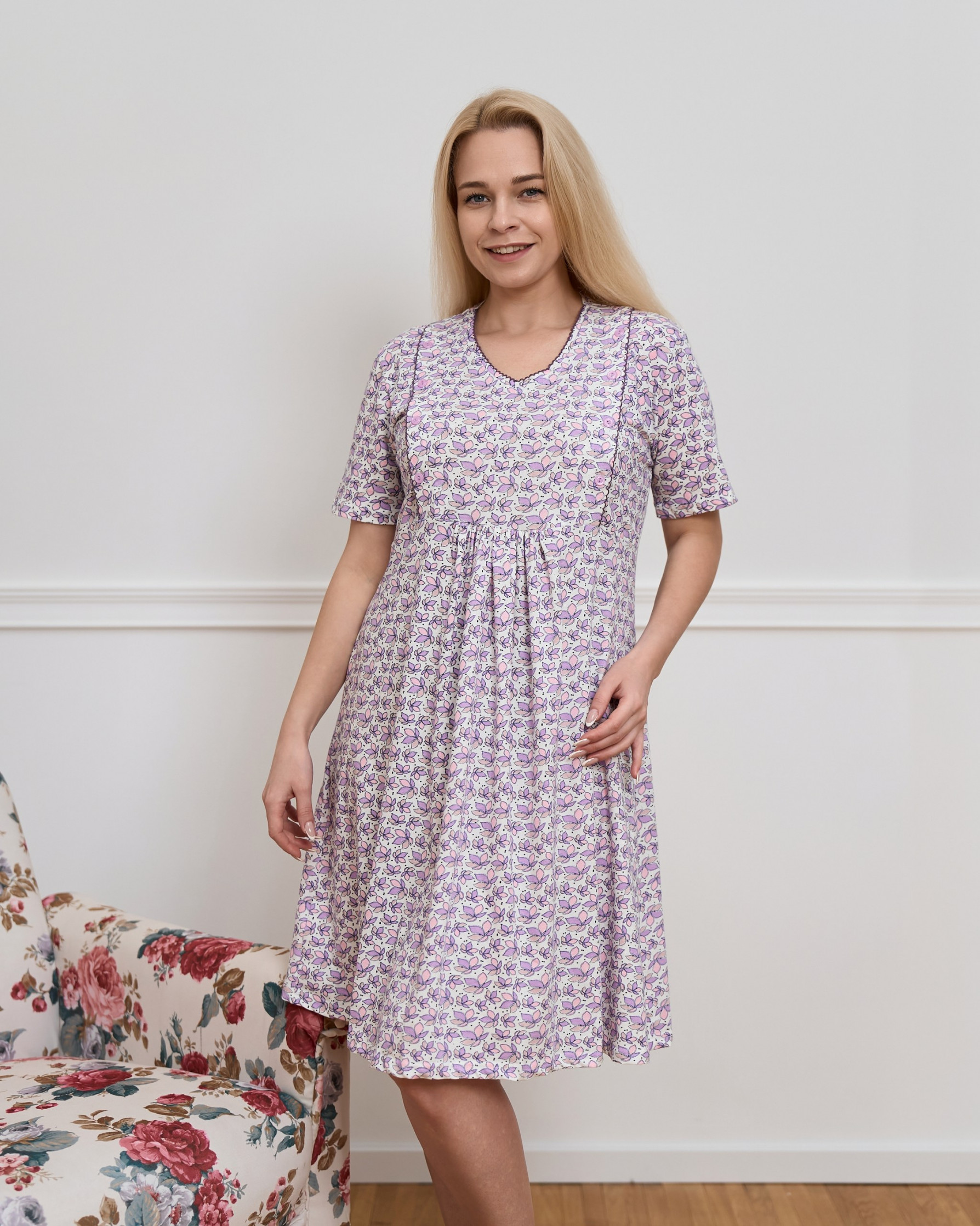 Жіноча сорочка для годування - квітковий принт