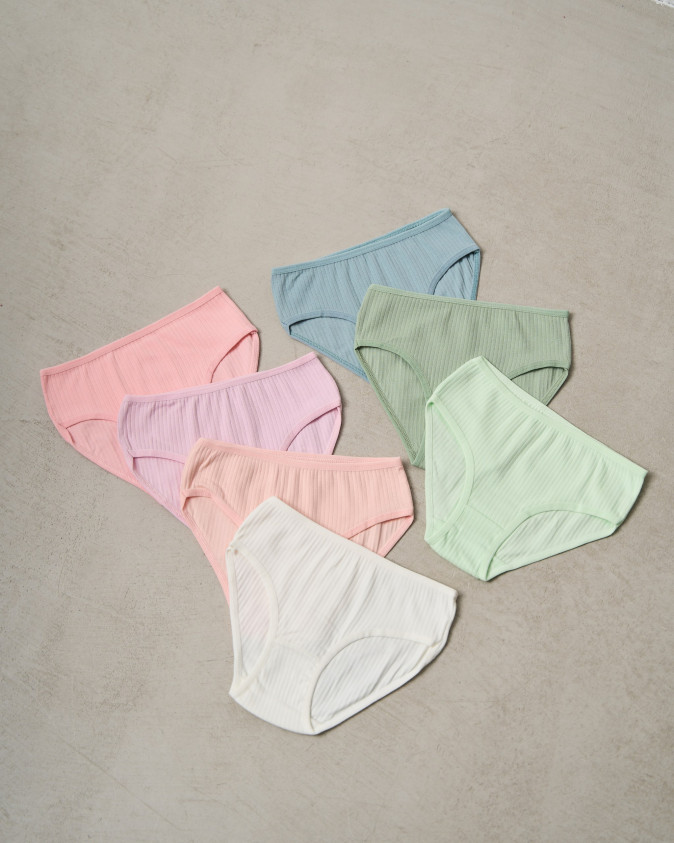 Набір підліткових трусиків тижневок в рубчик - 7 шт. - 742156