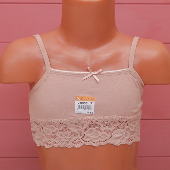 Топ для дівчаток з мереживом - Білий, Чорний, Бежевий