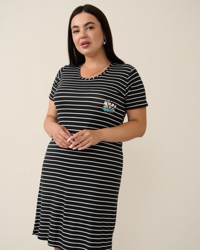 Вискозная туника с рукавчиком Plus Size - Полоски