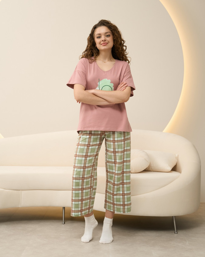 Жіночий комплект з кюлотами в клітинку - Love