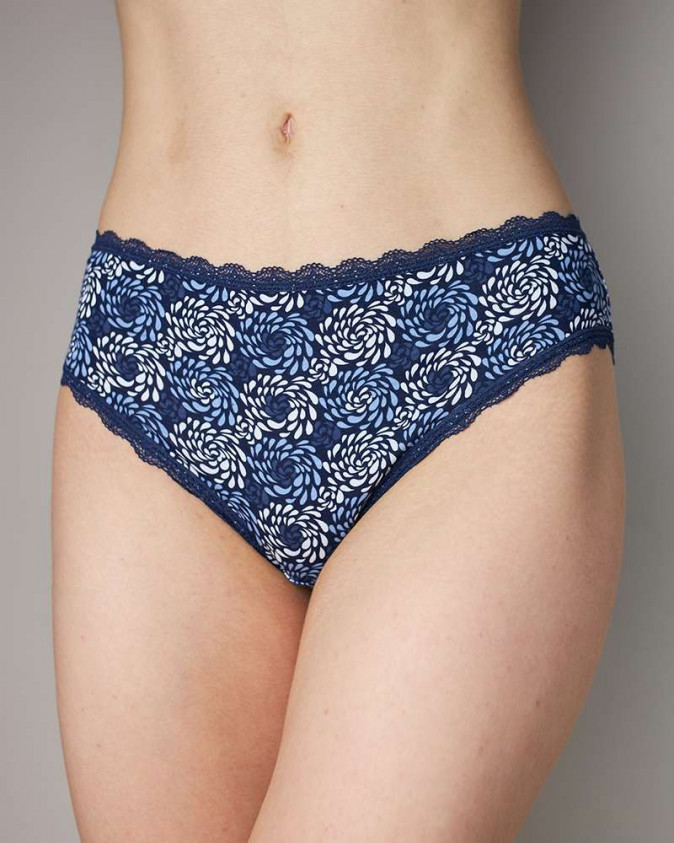 Жіночі трусики з мереживом по ніжці - синій мікс