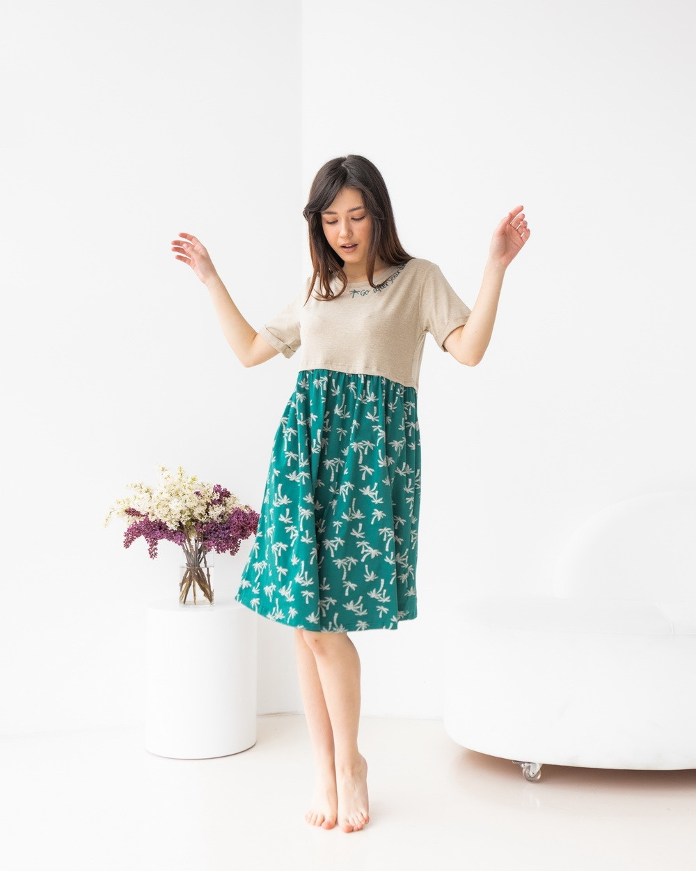 Жіноча сукня з рукавчиком - пальми