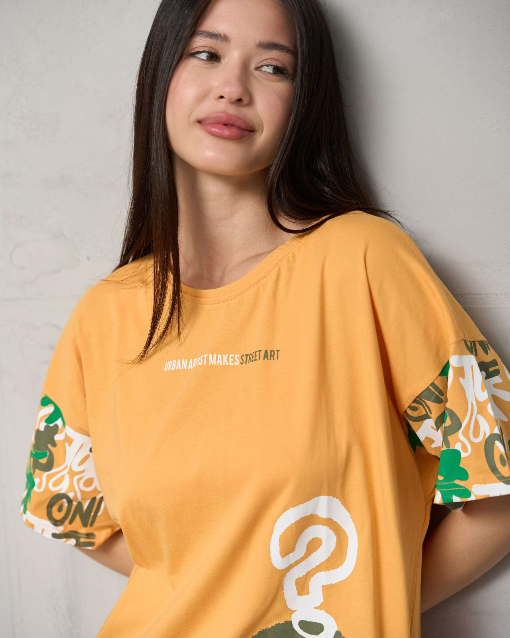 Туніка жіноча з рукавами в принт - Жовта