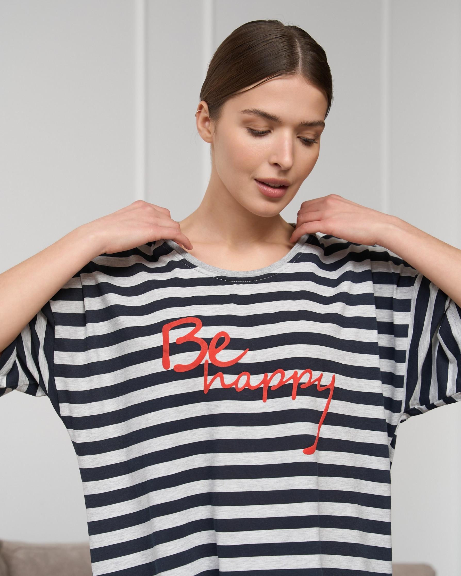 Жіноча туніка вільного крою - Смужки Be happy