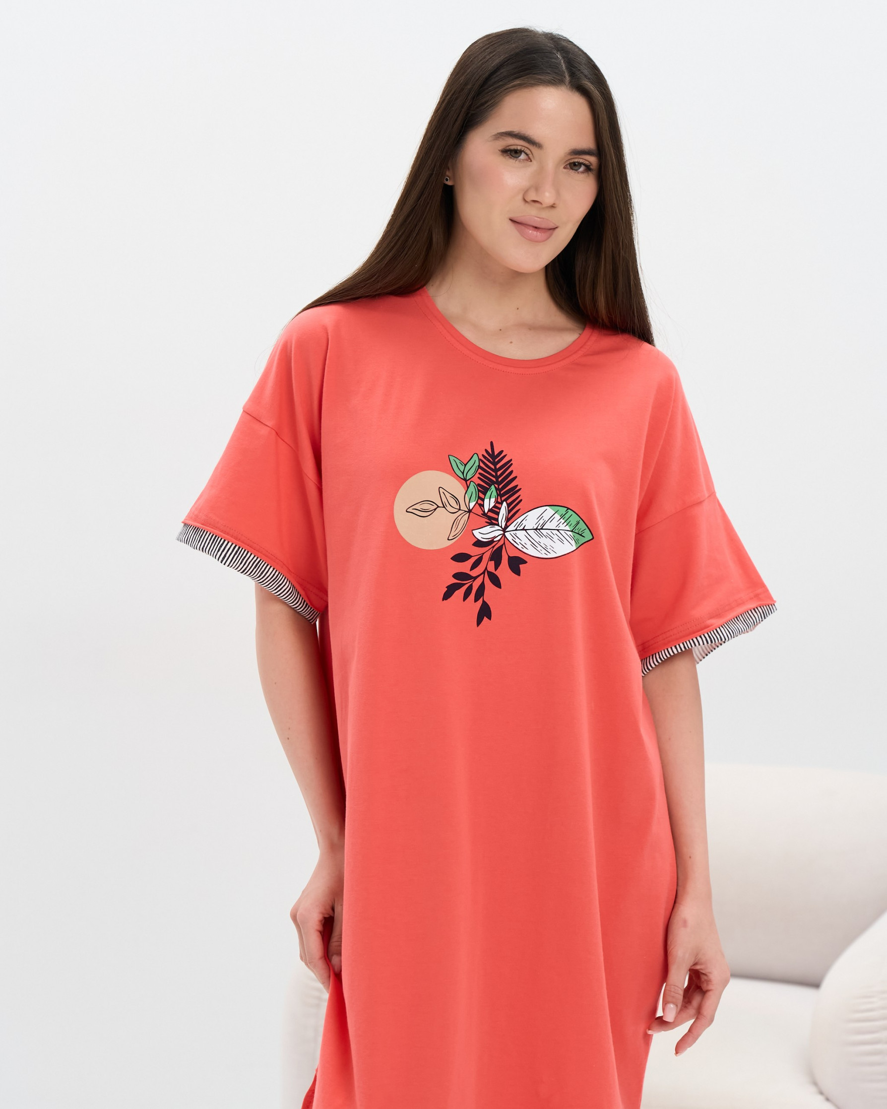 Женская туника свободного кроя - Листья