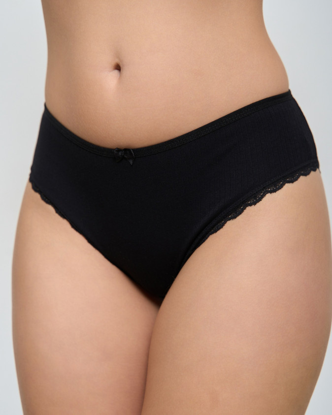 Жіночі трусики Plus Size в рубчик з мереживом - базовий мікс