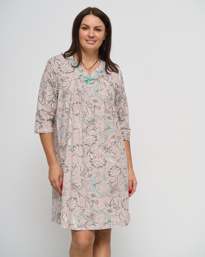 Туніка з рукавчиком Plus Size - Квітковий орнамент