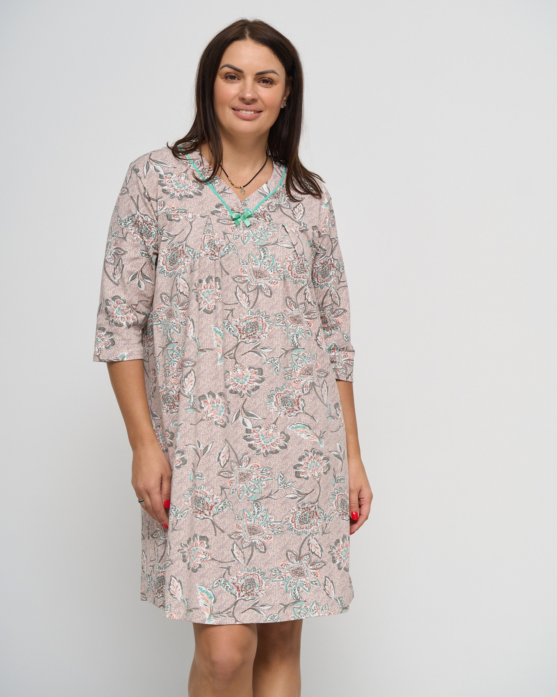 Туніка з рукавчиком Plus Size - Квітковий орнамент