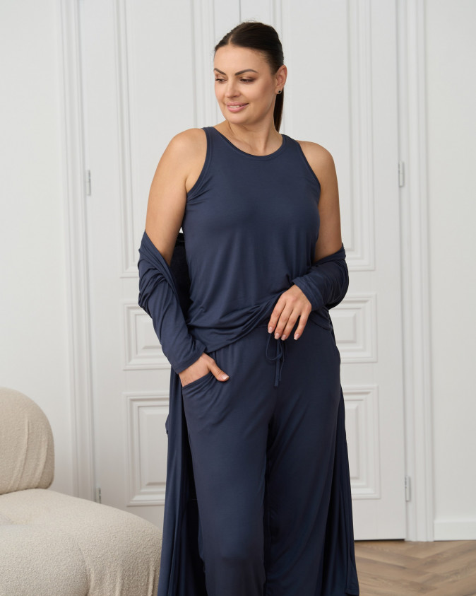 Комплект-трійка зі штанами Plus Size - однотонний - Віскоза