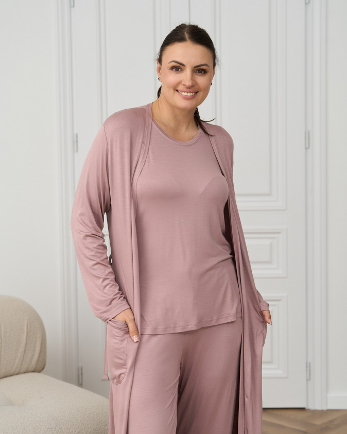 Комплект-трійка зі штанами Plus Size - однотонний - Віскоза