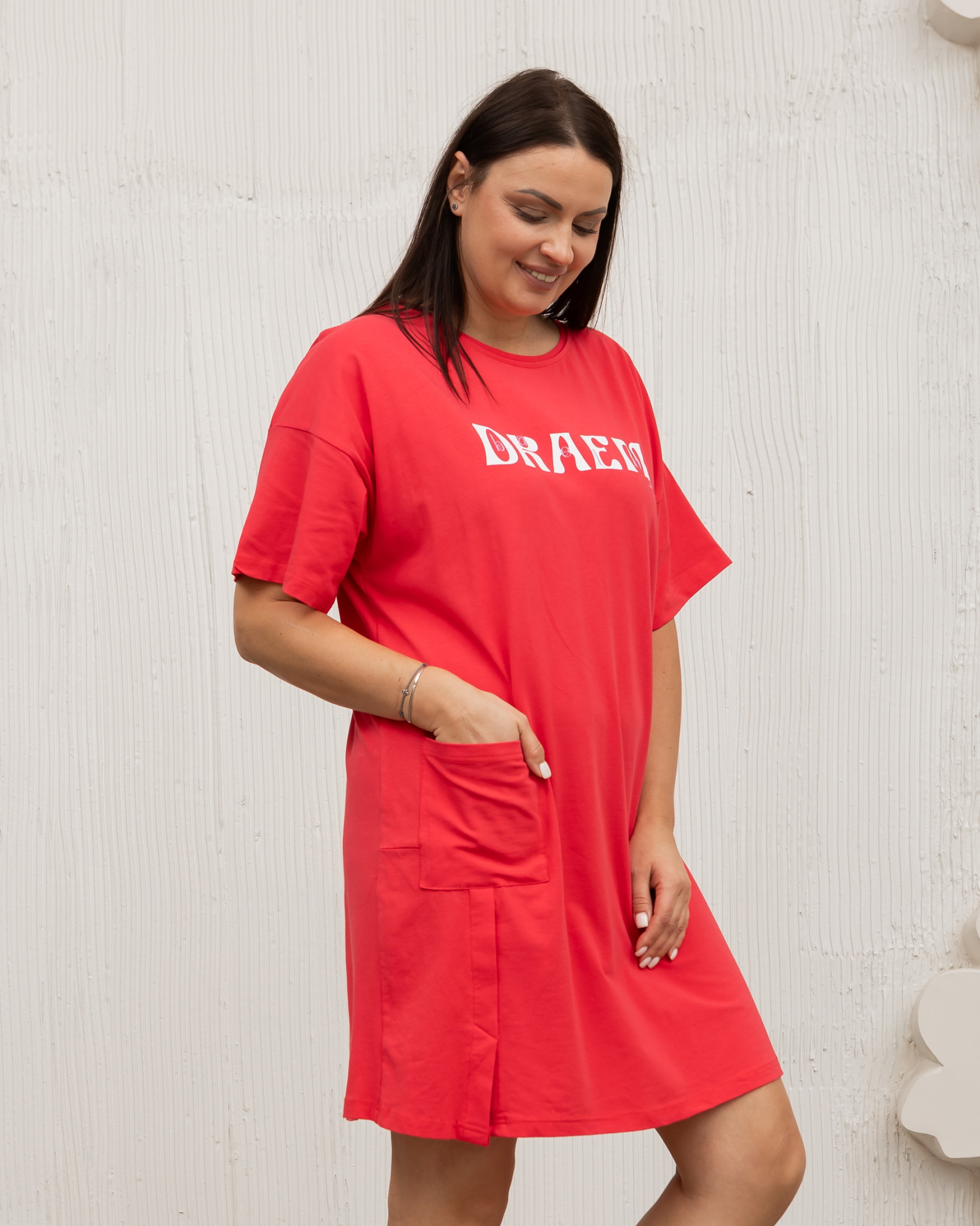 Туніка Plus Size з рукавчиком бавовна - з написом Dream