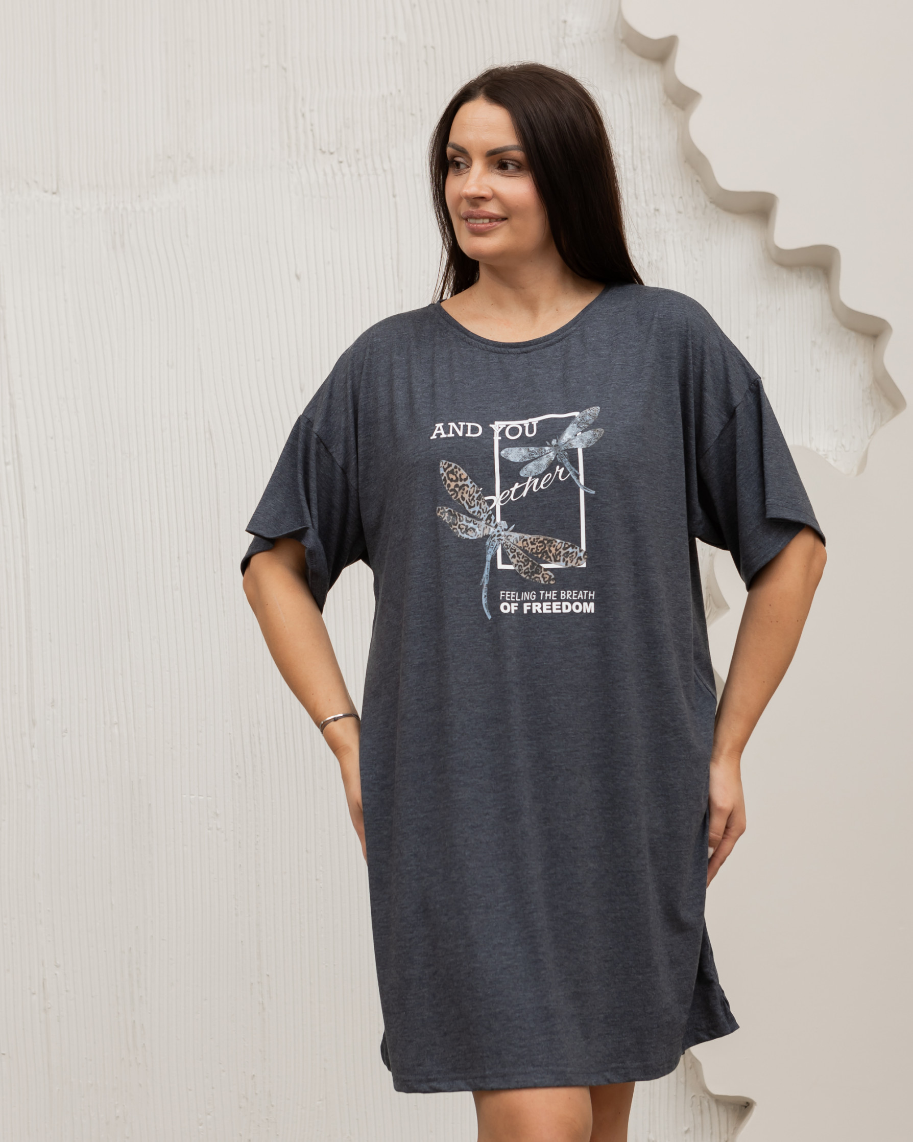 Віскозна жіноча сорочка з бабками - Plus Size