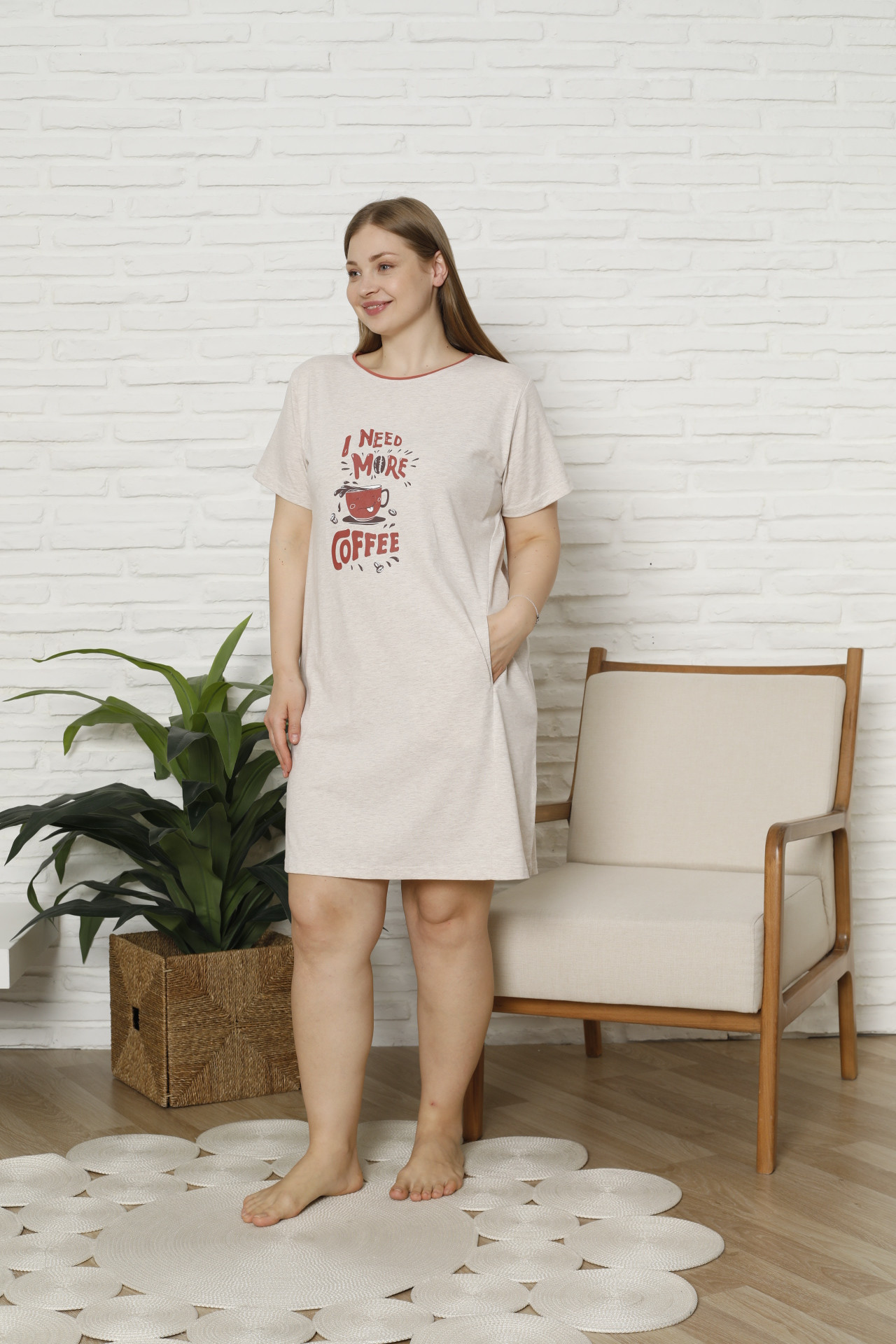 Туніка з коротким рукавом Plus Size - I need more coffee