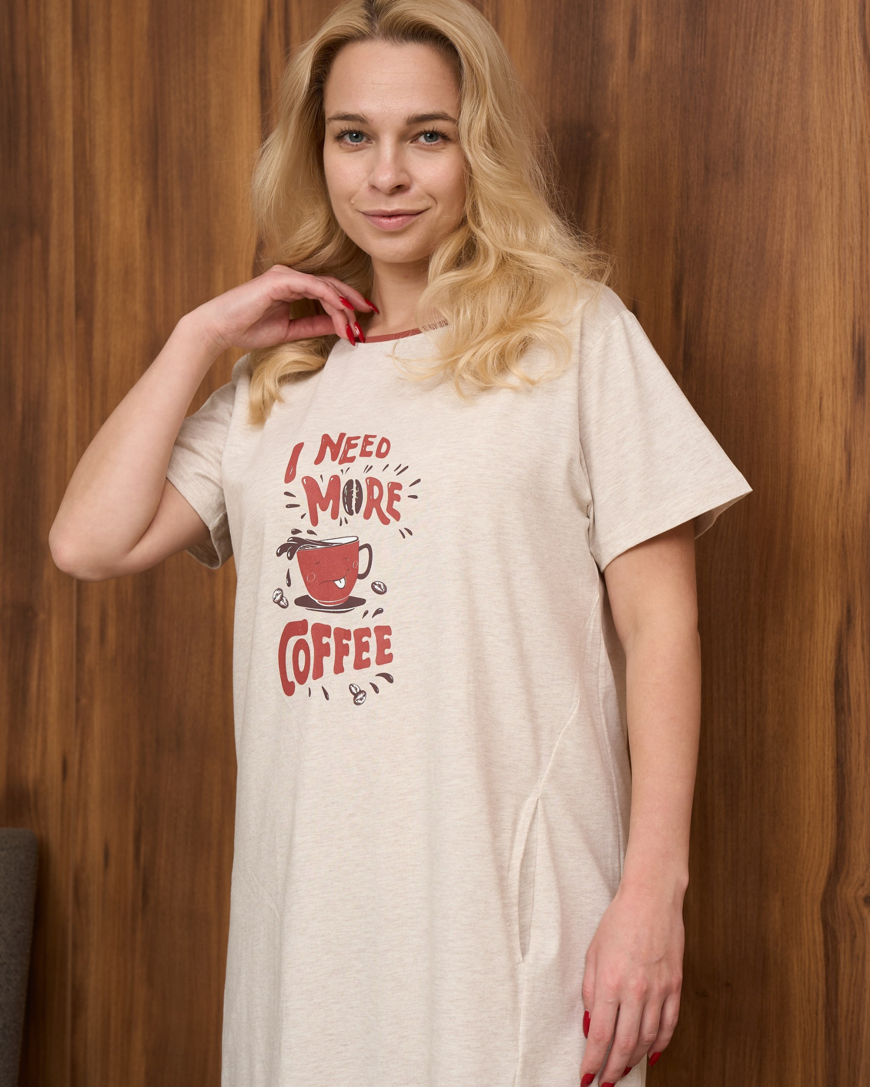 Туніка з коротким рукавом Plus Size - I need more coffee