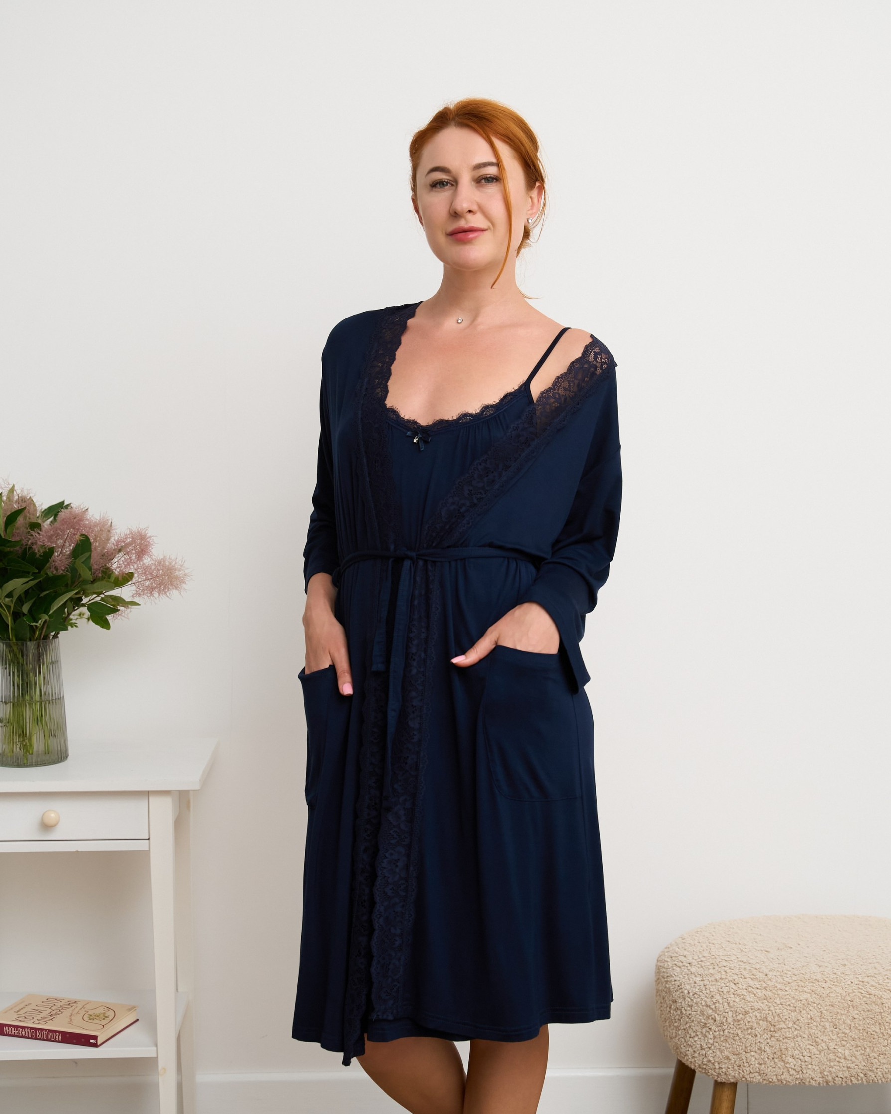 Комплект сорочка и халат Plus size - Вискоза