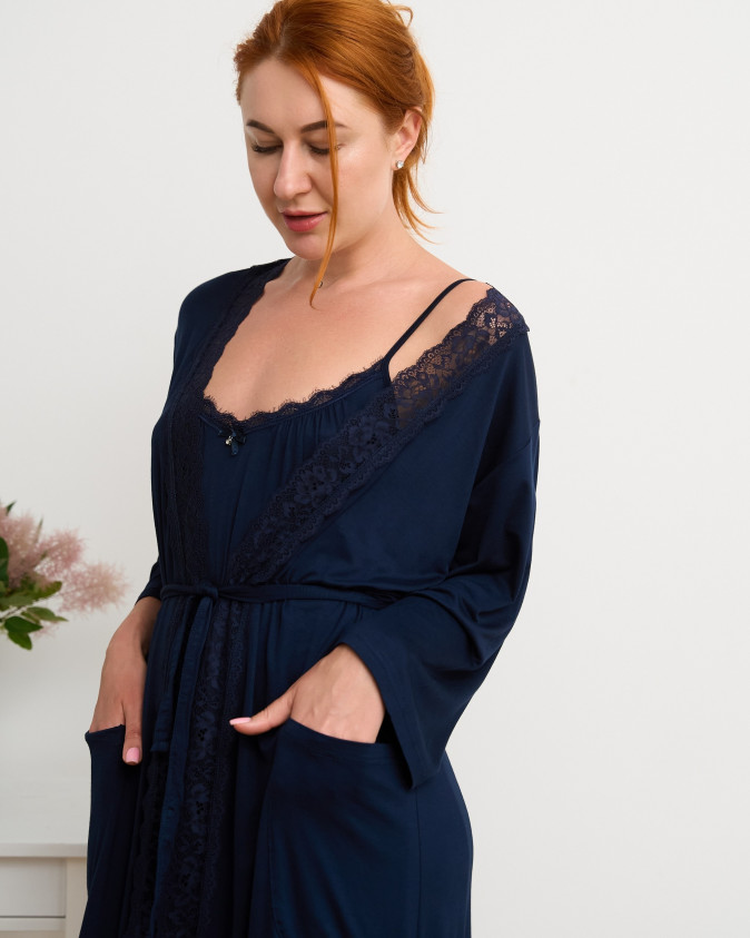 Комплект сорочка та халат Plus size - Віскоза