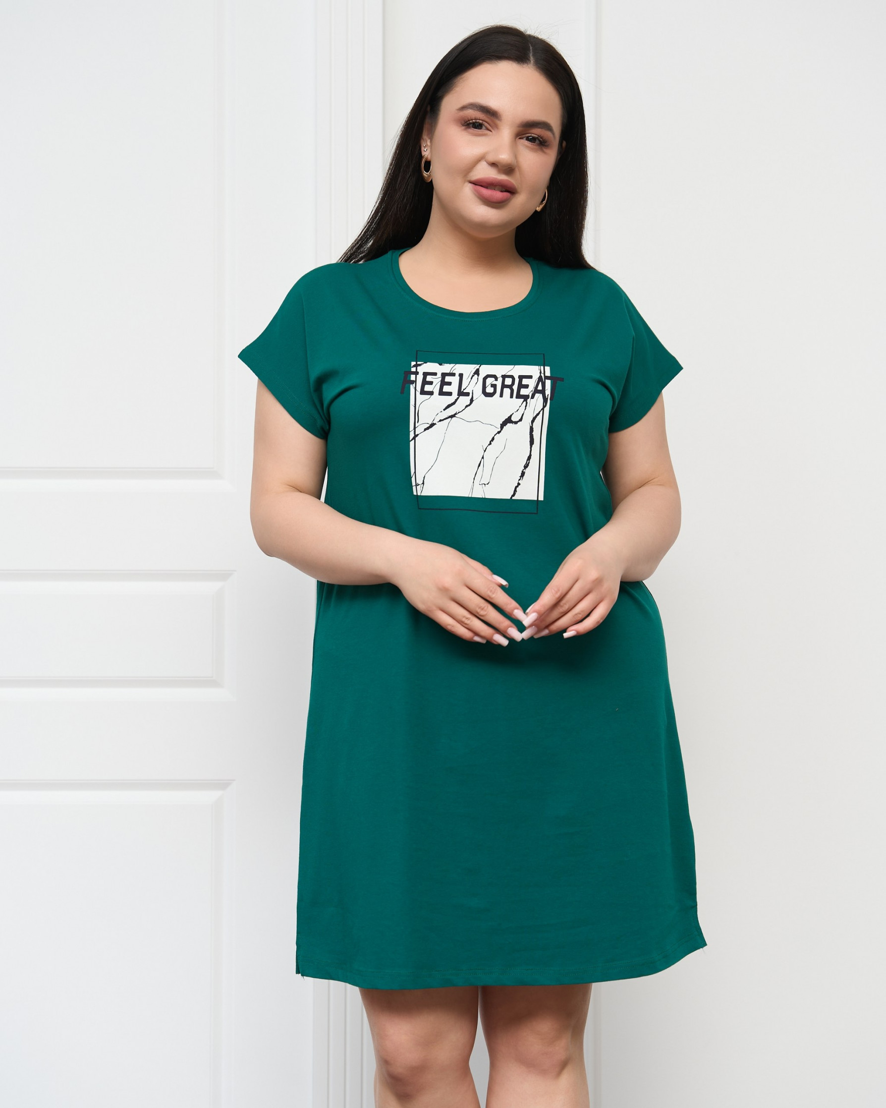 Жіноча туніка з коротким рукавом Plus Size - Feel great