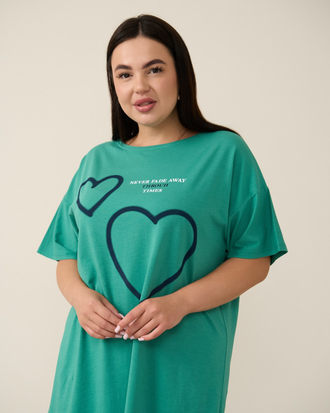 Туніка з коротким рукавом Plus Size - Два сердечка