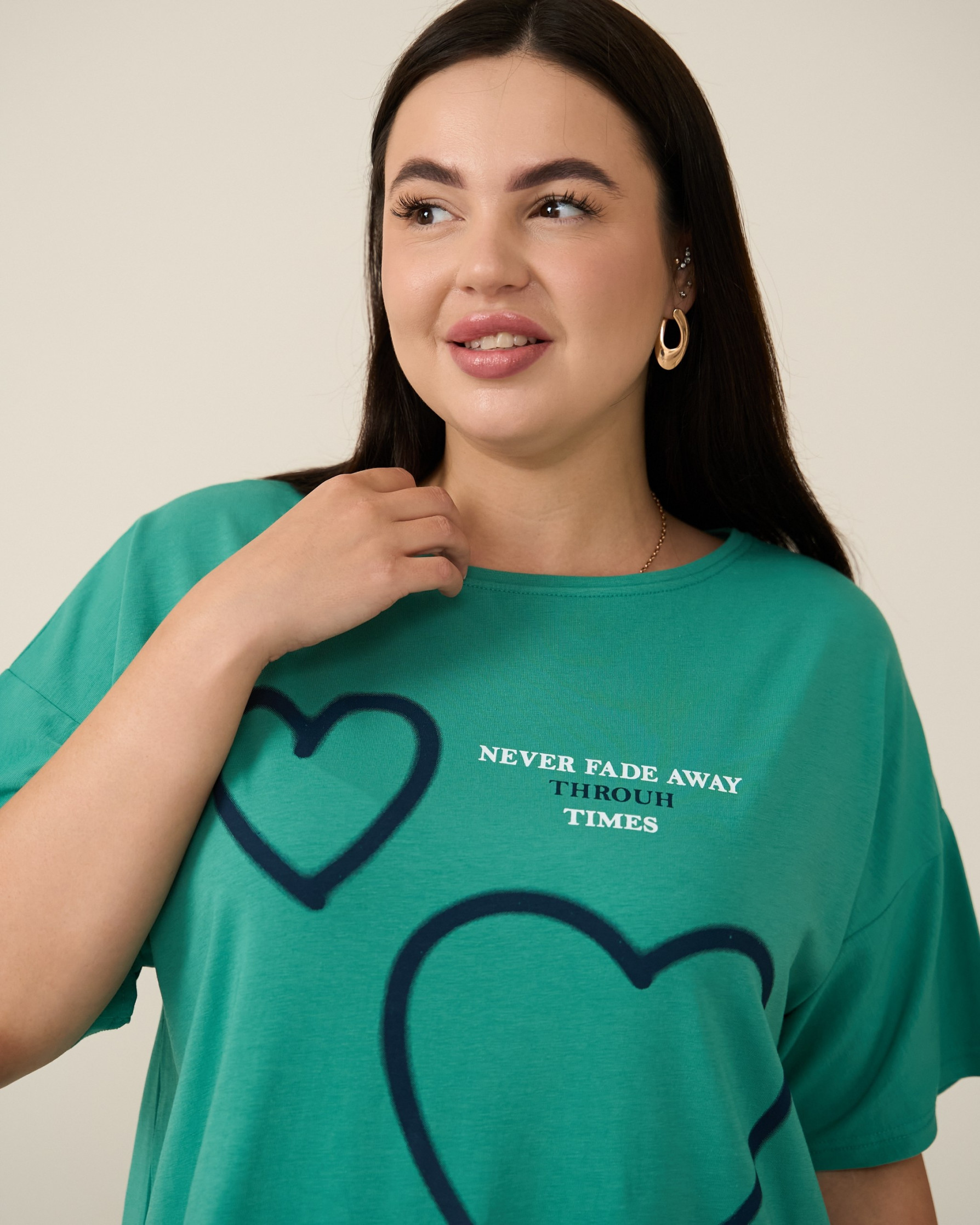 Туніка з коротким рукавом Plus Size - Два сердечка