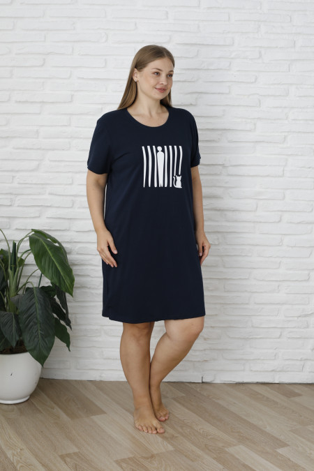 Туніка з коротким рукавом Plus Size - Людина і кіт